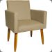 Kit 6 Poltronas Decorativas Para Sala, Recepção Nina + 3 Puff Redondo Suede Nude Pé Castanho - Clique E Decore