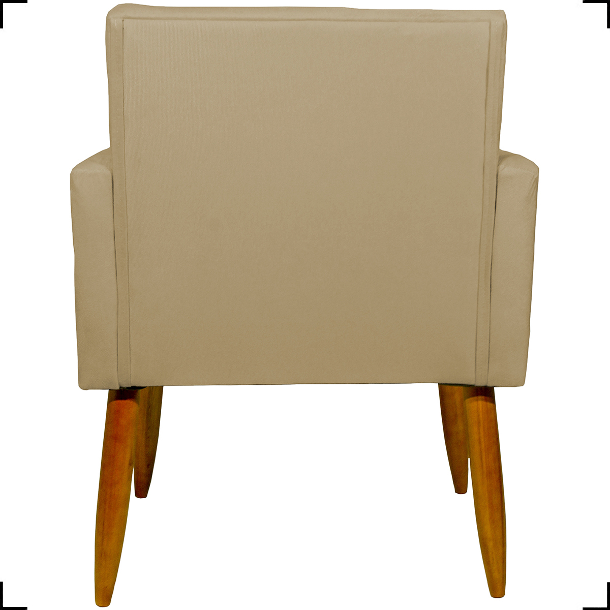 Kit 6 Poltronas Decorativas Para Sala, Recepção Nina + 3 Puff Redondo Suede Nude Pé Castanho - Clique E Decore
