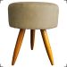 Kit 6 Poltronas Decorativas Para Sala, Recepção Nina + 3 Puff Redondo Suede Nude Pé Castanho - Clique E Decore