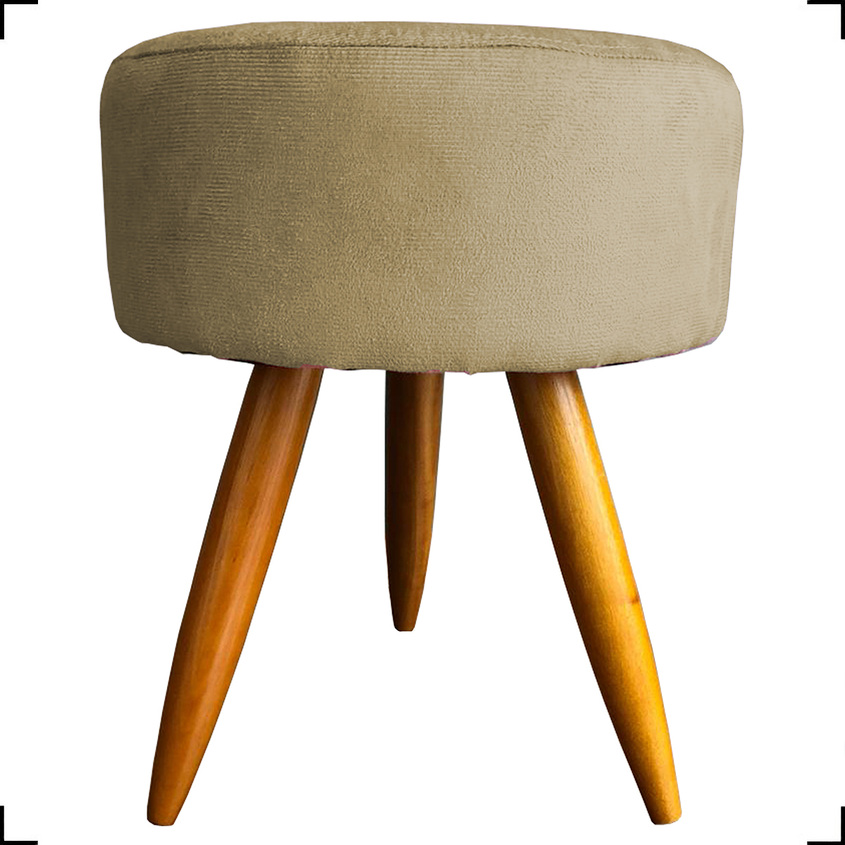 Kit 6 Poltronas Decorativas Para Sala, Recepção Nina + 3 Puff Redondo Suede Nude Pé Castanho - Clique E Decore