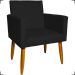 Kit 6 Poltronas Decorativas Para Sala, Recepção Nina + 3 Puff Redondo Suede Preto Pé Castanho - Clique E Decore