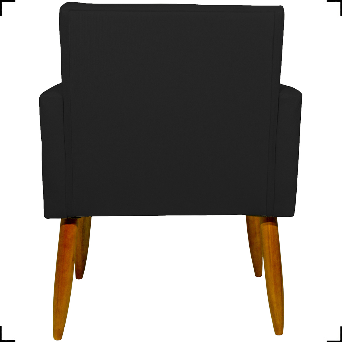 Kit 6 Poltronas Decorativas Para Sala, Recepção Nina + 3 Puff Redondo Suede Preto Pé Castanho - Clique E Decore