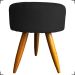 Kit 6 Poltronas Decorativas Para Sala, Recepção Nina + 3 Puff Redondo Suede Preto Pé Castanho - Clique E Decore