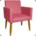 Kit 6 Poltronas Decorativas Para Sala, Recepção Nina + 3 Puff Redondo Suede Rosê Pé Castanho - Clique E Decore