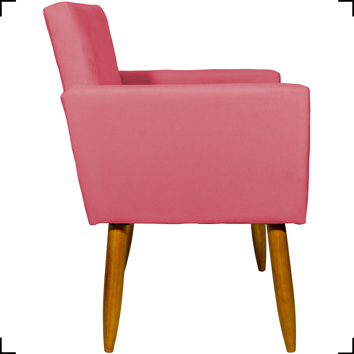Kit 6 Poltronas Decorativas Para Sala, Recepção Nina + 3 Puff Redondo Suede Rosê Pé Castanho - Clique E Decore