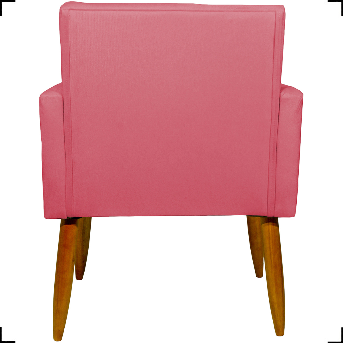 Kit 6 Poltronas Decorativas Para Sala, Recepção Nina + 3 Puff Redondo Suede Rosê Pé Castanho - Clique E Decore