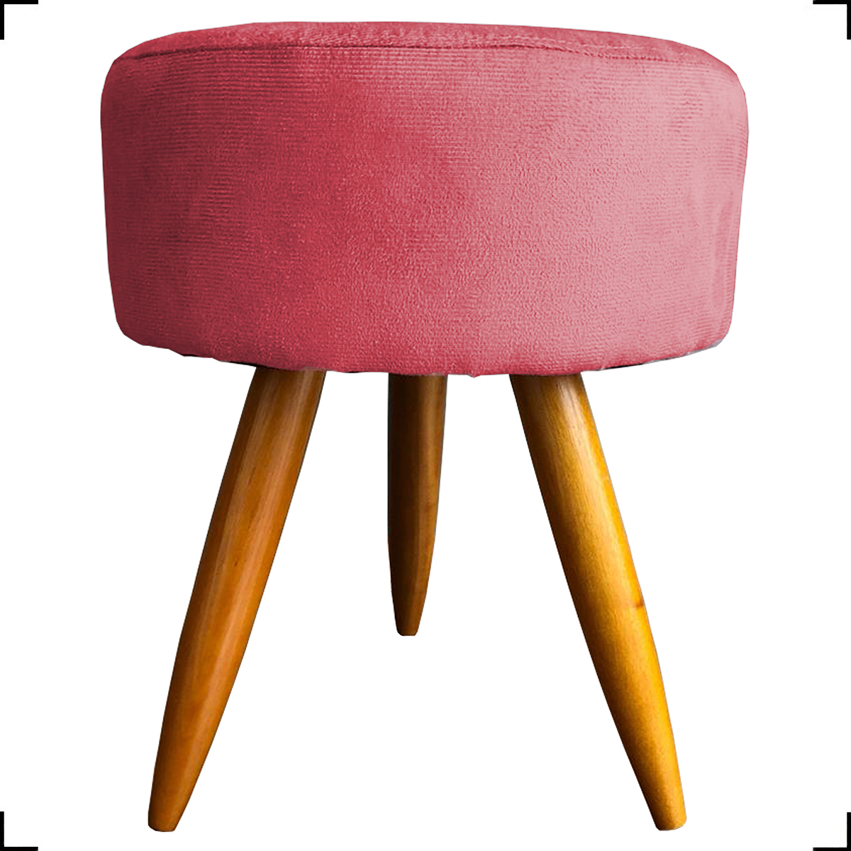 Kit 6 Poltronas Decorativas Para Sala, Recepção Nina + 3 Puff Redondo Suede Rosê Pé Castanho - Clique E Decore