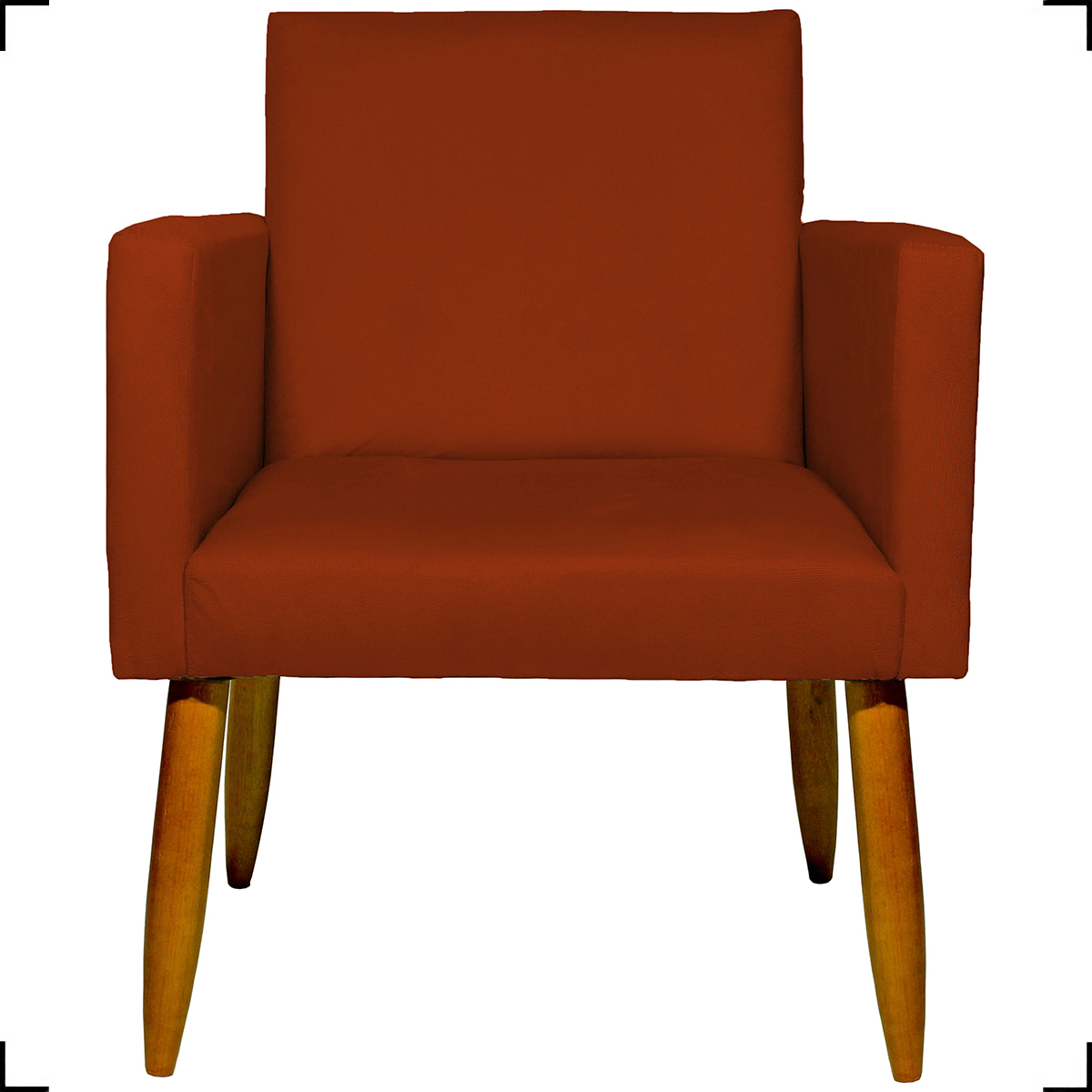 Kit 6 Poltronas Decorativas Para Sala, Recepção Nina + 3 Puff Redondo Suede Terracota Pé Castanho - Clique E Decore