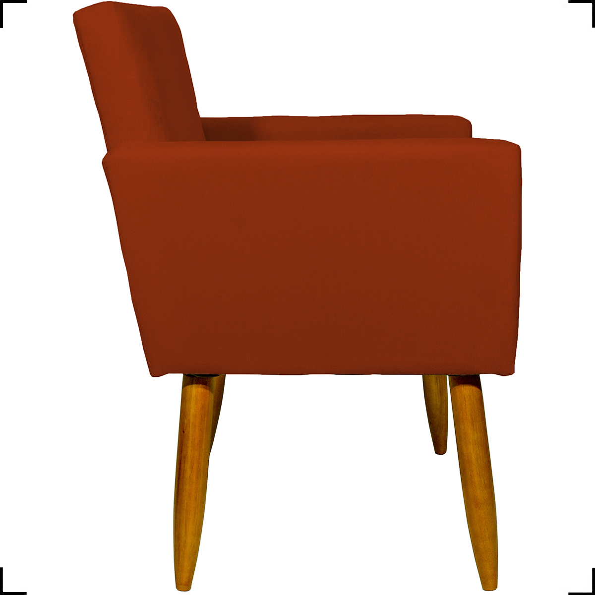 Kit 6 Poltronas Decorativas Para Sala, Recepção Nina + 3 Puff Redondo Suede Terracota Pé Castanho - Clique E Decore