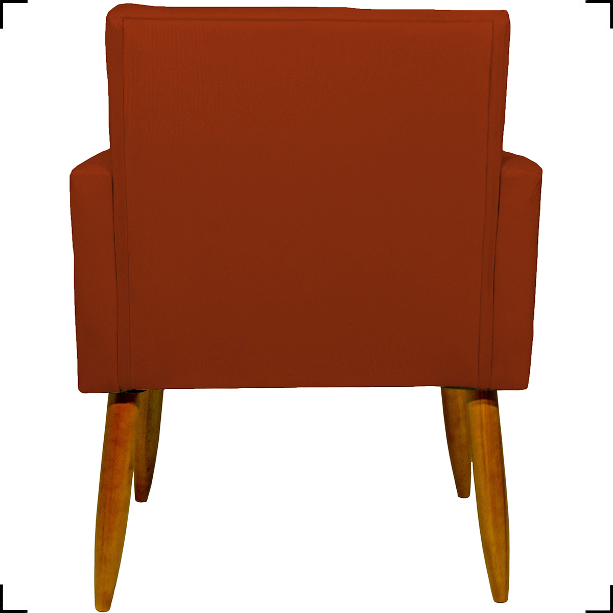 Kit 6 Poltronas Decorativas Para Sala, Recepção Nina + 3 Puff Redondo Suede Terracota Pé Castanho - Clique E Decore