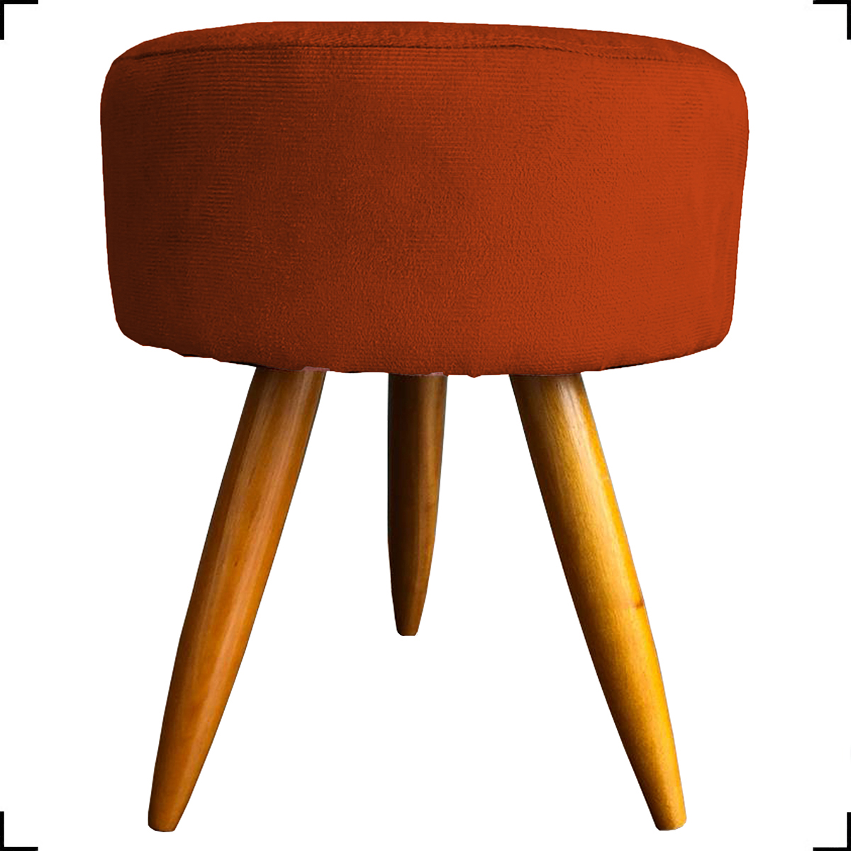 Kit 6 Poltronas Decorativas Para Sala, Recepção Nina + 3 Puff Redondo Suede Terracota Pé Castanho - Clique E Decore