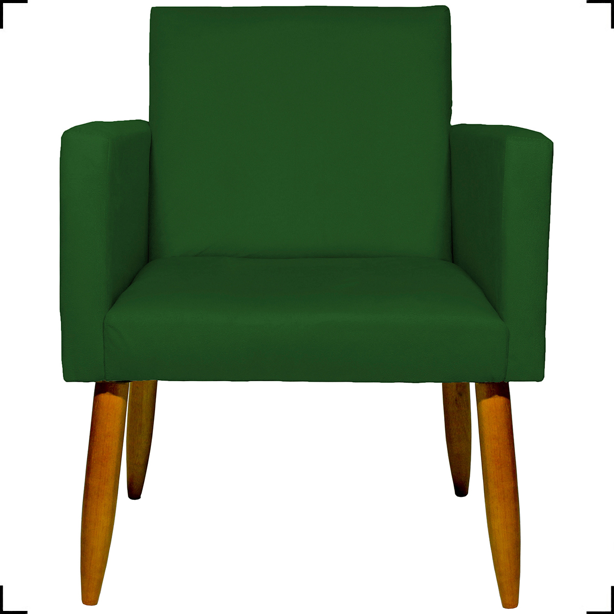 Kit 6 Poltronas Decorativas Para Sala, Recepção Nina + 3 Puff Redondo Suede Verde Pé Castanho - Clique E Decore