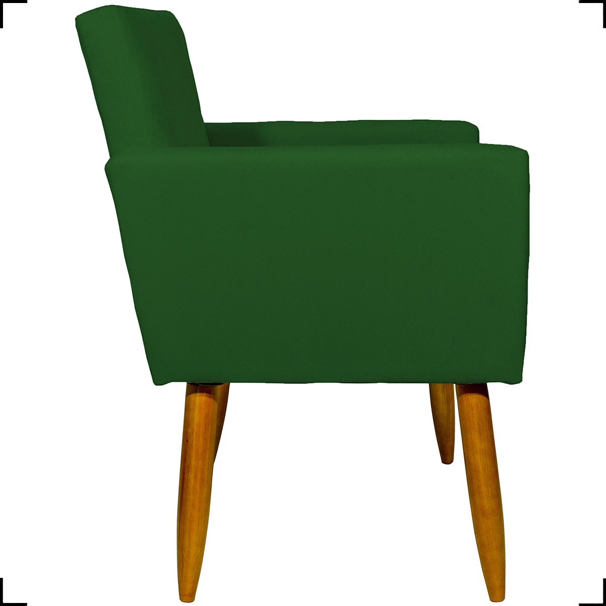 Kit 6 Poltronas Decorativas Para Sala, Recepção Nina + 3 Puff Redondo Suede Verde Pé Castanho - Clique E Decore
