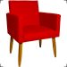 Kit 6 Poltronas Decorativas Para Sala, Recepção Nina + 3 Puff Redondo Suede Vermelho Pé Castanho - Clique E Decore
