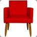 Kit 6 Poltronas Decorativas Para Sala, Recepção Nina + 3 Puff Redondo Suede Vermelho Pé Castanho - Clique E Decore
