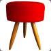 Kit 6 Poltronas Decorativas Para Sala, Recepção Nina + 3 Puff Redondo Suede Vermelho Pé Castanho - Clique E Decore