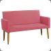 Kit Namoradeira + 2 Poltronas Decorativas Para Sala Nina + 2 Puff Redondos Suede Rosê Pé Castanho