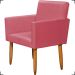 Kit Namoradeira + 2 Poltronas Decorativas Para Sala Nina + 2 Puff Redondos Suede Rosê Pé Castanho