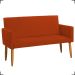 Kit Namoradeira + 2 Poltronas Decorativas Para Sala Nina + 2 Puff Redondos Suede Terracota Pé Castanho