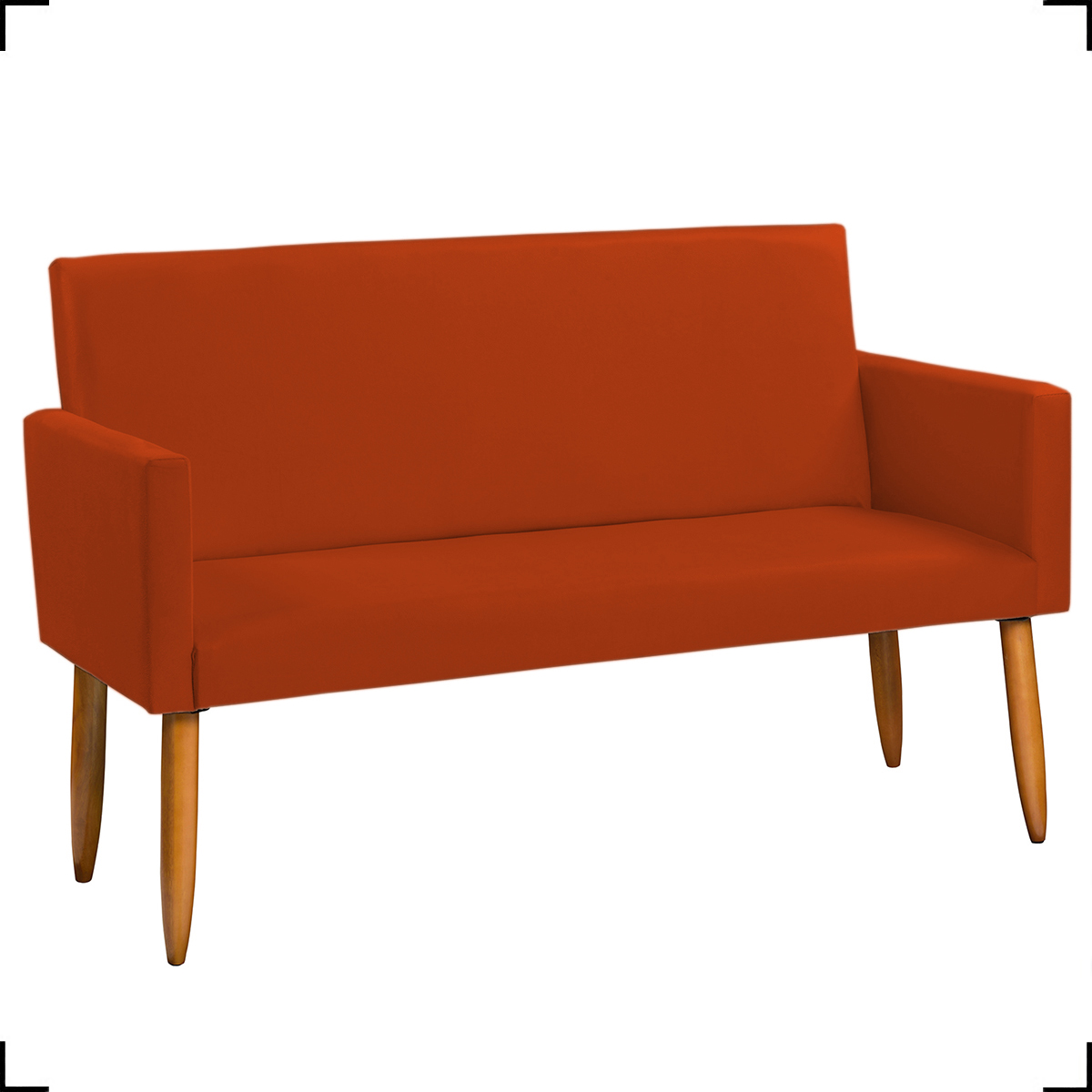 Kit Namoradeira + 2 Poltronas Decorativas Para Sala Nina + 2 Puff Redondos Suede Terracota Pé Castanho