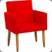 Kit Namoradeira + 2 Poltronas Decorativas Para Sala Nina + 2 Puff Redondos Suede Vermelho Pé Castanho