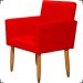 Kit Namoradeira + 2 Poltronas Decorativas Para Sala Nina + 2 Puff Redondos Suede Vermelho Pé Castanho
