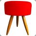 Kit Namoradeira + 2 Poltronas Decorativas Para Sala Nina + 2 Puff Redondos Suede Vermelho Pé Castanho