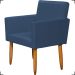 Kit Namoradeira + 2 Poltronas Decorativas Para Sala Nina + Puff Redondo Suede Azul Marinho Pé Castanho