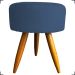 Kit Namoradeira + 2 Poltronas Decorativas Para Sala Nina + Puff Redondo Suede Azul Marinho Pé Castanho