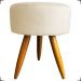 Kit Namoradeira + 2 Poltronas Decorativas Para Sala Nina + Puff Redondo Suede Bege Pé Castanho