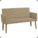 Kit Namoradeira + 2 Poltronas Decorativas Para Sala Nina + Puff Redondo Suede Nude Pé Castanho