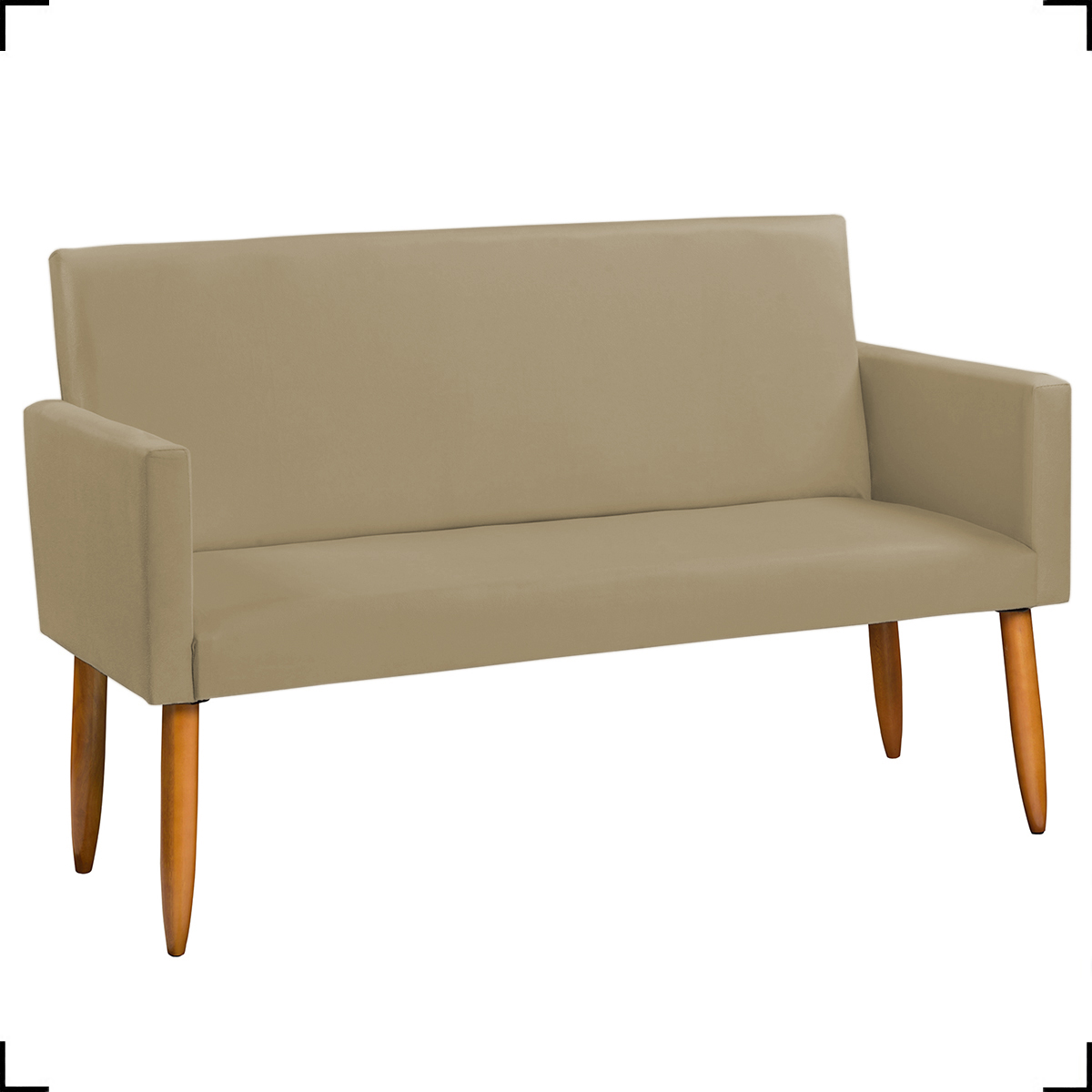 Kit Namoradeira + 2 Poltronas Decorativas Para Sala Nina + Puff Redondo Suede Nude Pé Castanho