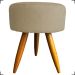 Kit Namoradeira + 2 Poltronas Decorativas Para Sala Nina + Puff Redondo Suede Nude Pé Castanho