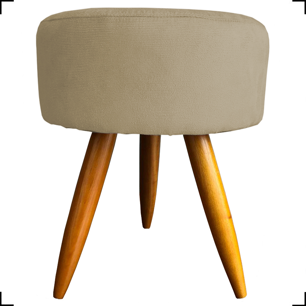 Kit Namoradeira + 2 Poltronas Decorativas Para Sala Nina + Puff Redondo Suede Nude Pé Castanho