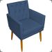 Kit Namoradeira + 2 Poltronas Decorativas Para Sala Nina Base Capitonê Suede Azul Marinho Pé Castanho - Clique E Decore