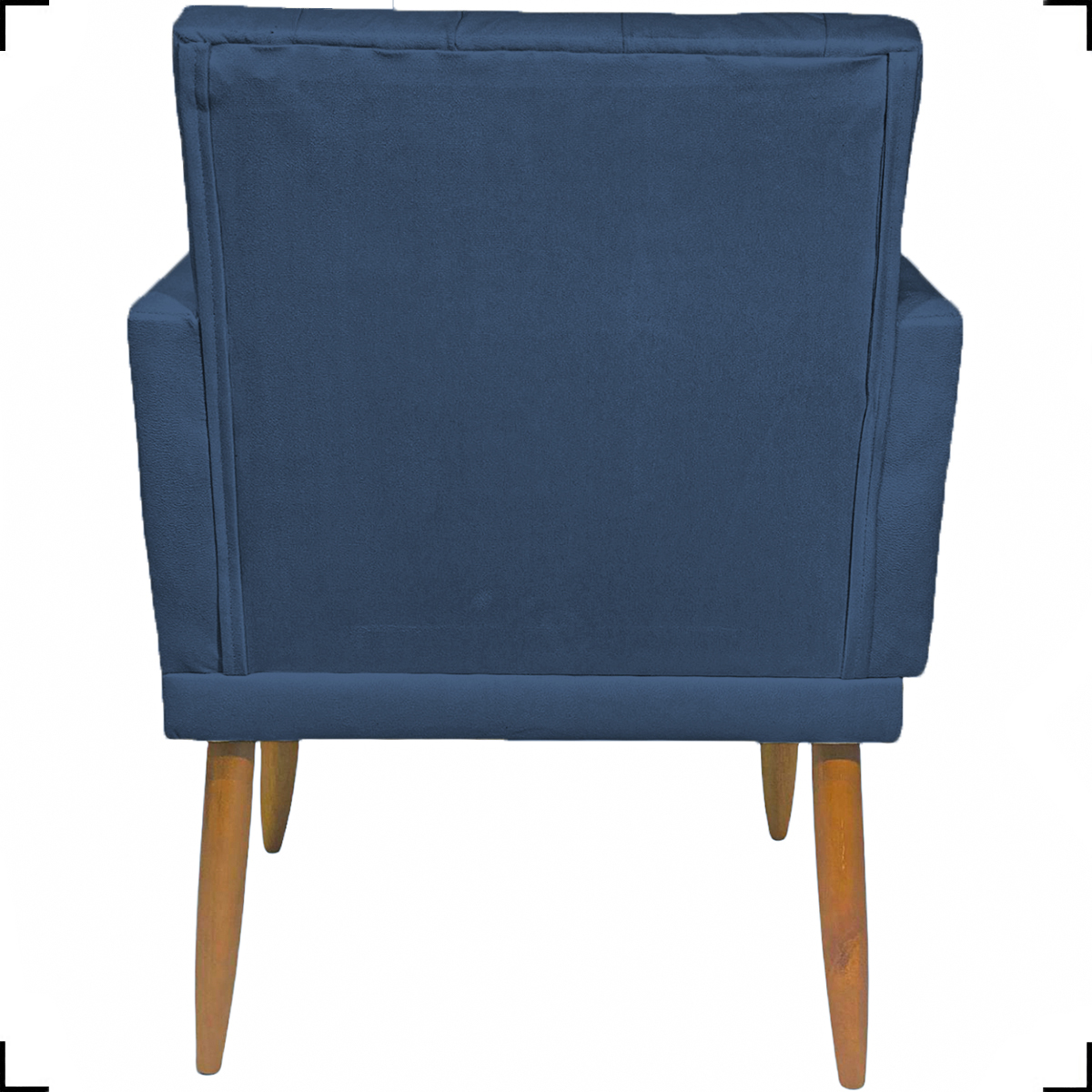 Kit Namoradeira + 2 Poltronas Decorativas Para Sala Nina Base Capitonê Suede Azul Marinho Pé Castanho - Clique E Decore