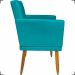 Kit Namoradeira + 2 Poltronas Decorativas Para Sala Nina Base Capitonê Suede Azul Turquesa Pé Castanho - Clique E Decore