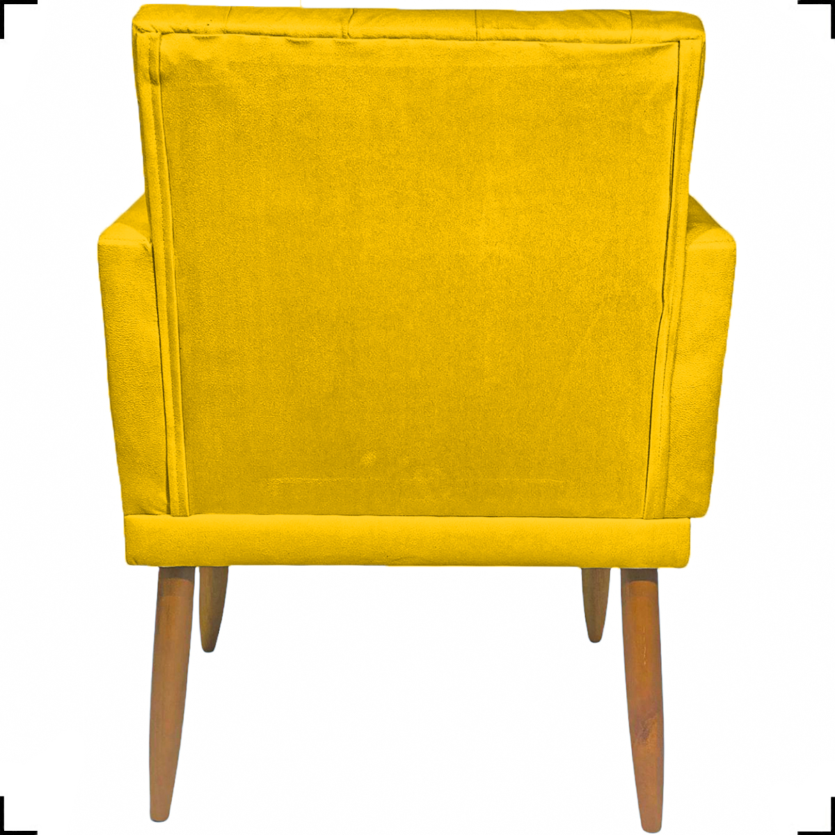 Kit Namoradeira + 2 Poltronas Decorativas Para Sala Nina Com Base E Capitonê Suede Amarelo Pé Castanho - Clique E Decore