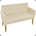 Kit Namoradeira + 2 Poltronas Decorativas Para Sala Nina Com Base E Capitonê Suede Bege Pé Castanho