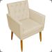 Kit Namoradeira + 2 Poltronas Decorativas Para Sala Nina Com Base E Capitonê Suede Bege Pé Castanho