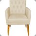 Kit Namoradeira + 2 Poltronas Decorativas Para Sala Nina Com Base E Capitonê Suede Bege Pé Castanho