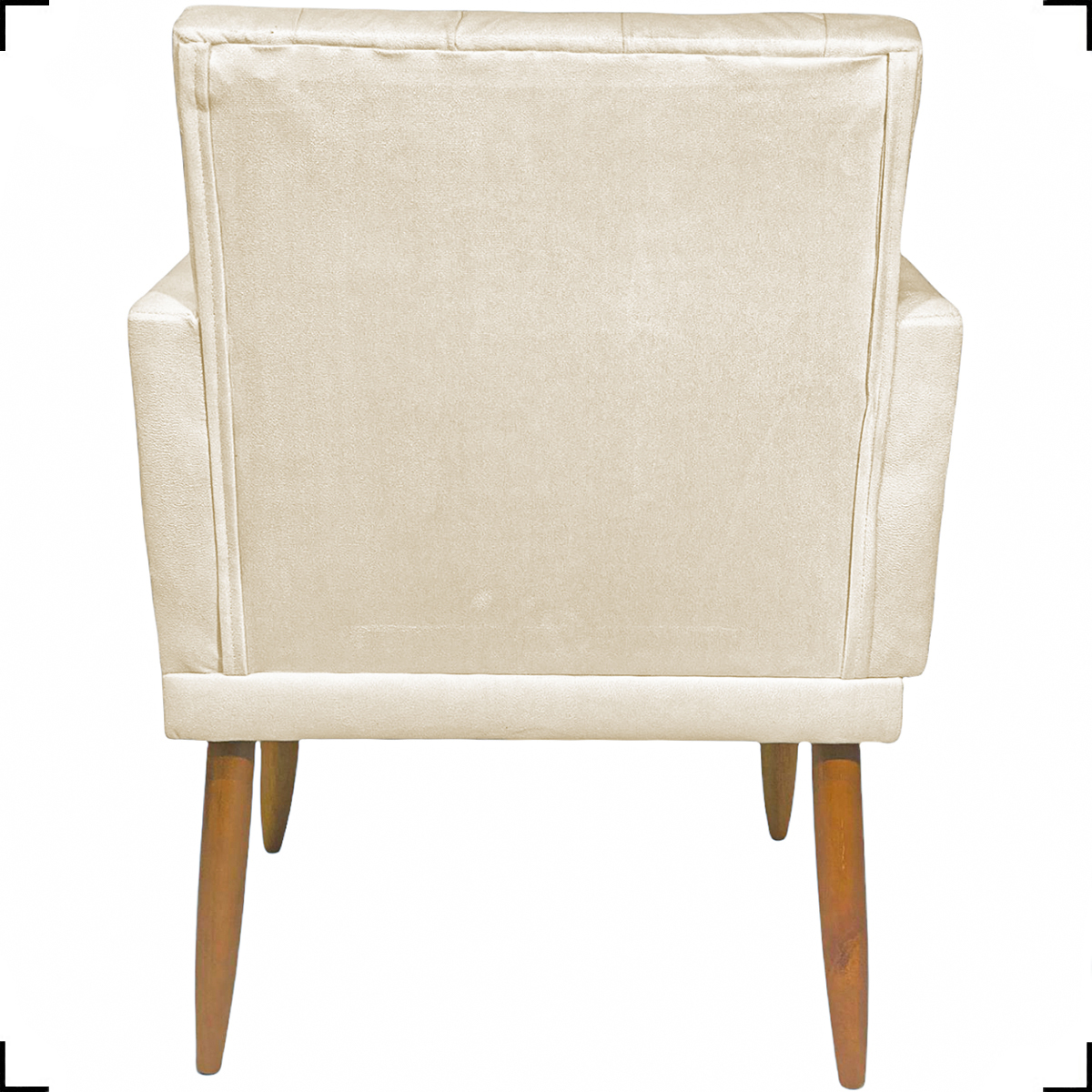Kit Namoradeira + 2 Poltronas Decorativas Para Sala Nina Com Base E Capitonê Suede Bege Pé Castanho