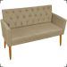 Kit Namoradeira + 2 Poltronas Decorativas Para Sala Nina Com Base E Capitonê Suede Nude Pé Castanho