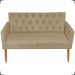 Kit Namoradeira + 2 Poltronas Decorativas Para Sala Nina Com Base E Capitonê Suede Nude Pé Castanho