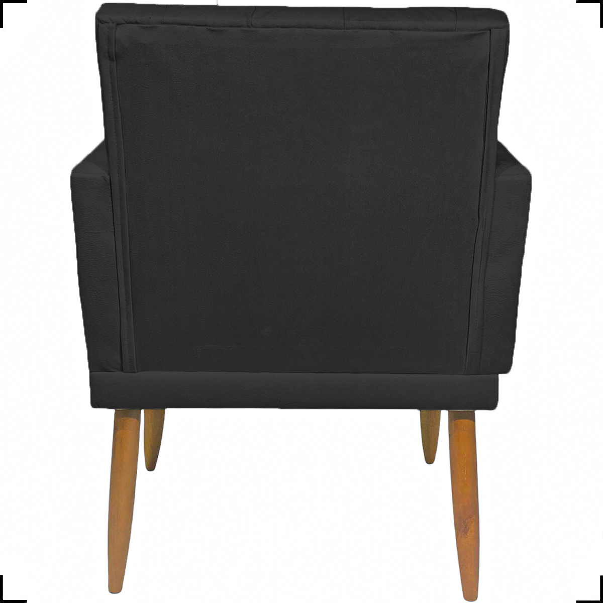 Kit Namoradeira + 2 Poltronas Decorativas Para Sala Nina Com Base E Capitonê Suede Preto Pé Castanho