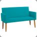 Kit Namoradeira + 2 Poltronas Decorativas Para Sala Nina Suede Azul Turquesa Pé Castanho - Clique E Decore