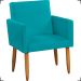 Kit Namoradeira + 2 Poltronas Decorativas Para Sala Nina Suede Azul Turquesa Pé Castanho - Clique E Decore