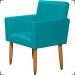 Kit Namoradeira + 2 Poltronas Decorativas Para Sala Nina Suede Azul Turquesa Pé Castanho - Clique E Decore