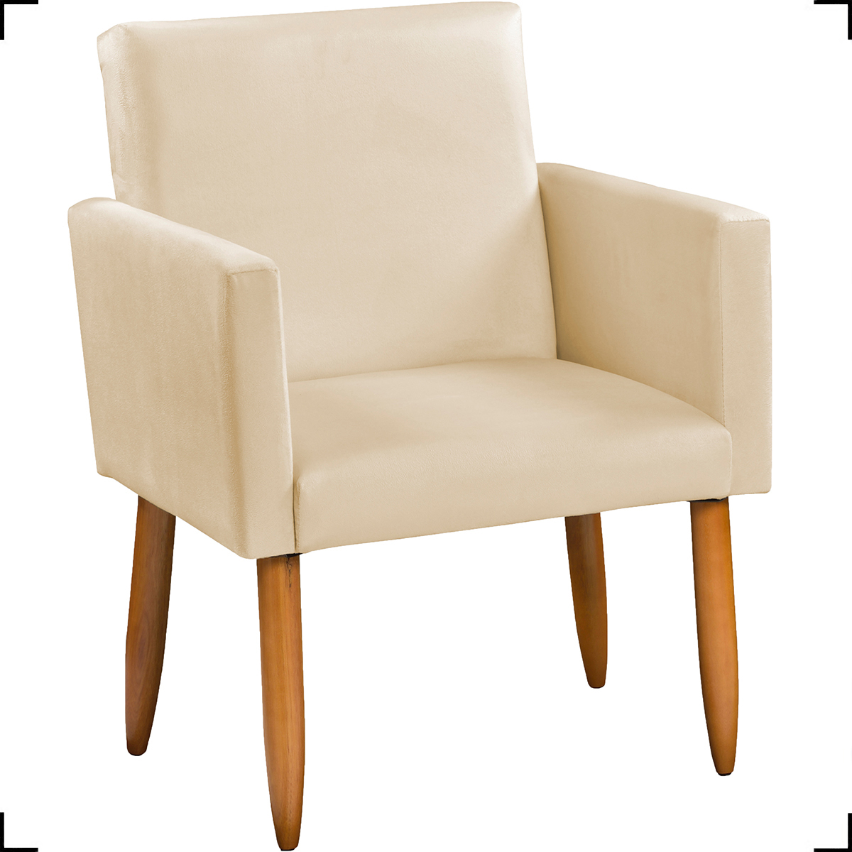 Kit Namoradeira + 2 Poltronas Decorativas Para Sala Nina Suede Bege Pé Castanho - Clique E Decore
