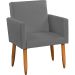 Kit Namoradeira + 2 Poltronas Decorativas Para Sala Nina Suede Cinza Pé Castanho - Clique E Decore